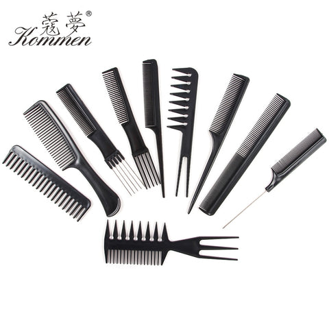 10 Style Anti-static Hairdressing Detangle Straight Hair Brushes Barber Hair Cutting Salon Black Hair Brush Slim Line Teasing