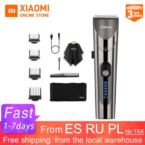 2020 New Xiaomi RIWA Electric Hair Clipper Trimmer Professional Men Strong Power Steel Cutter Head With LED Screen Washable