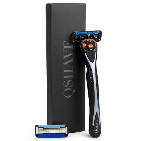 Qshave Black Spider Manual Man Shave Razor with Trimmer (1 Handle, 1pc X6 Blade & 1pc X5 Blade)