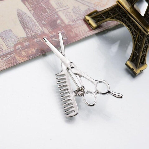 new trend fashion accessories barber scissors brooch brooch wholesale men's clothing and accessories Harajuku