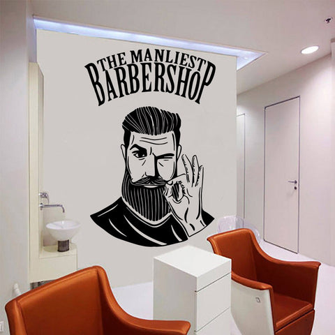 Hot Sale the man liested barber shop Sticker Vinyl Wallpaper For Haircut Decals Pvc Mural Barber Wall Stickers