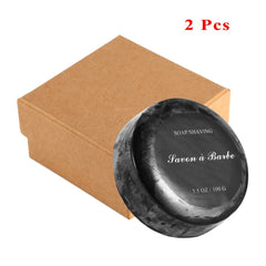 2Pcs Handmade Shaving Soap Men Beard Mustache Gromming Natural Hair Removal Cream Soap Face Care Barber Salon Razor Shaving Soap