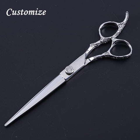 Customize professional Japan 440c steel 7 inch Plum handle cut hair scissors barber cutting make up shears hairdressing scissors