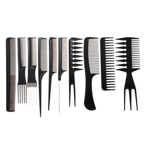 10pcs/Set Professional Hair Brush Comb Salon Barber Anti-static Hair Combs Hairbrush Hairdressing Combs Styling Tools Hair Care