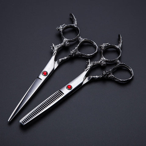 professional 6 inch Japan 440C dragon hair scissors bag set cutting scissor barber thinning shears scisors hairdressing scissors